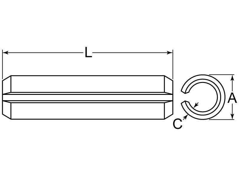 ROLL PIN - 5/32 x 1 ZINC PLATED